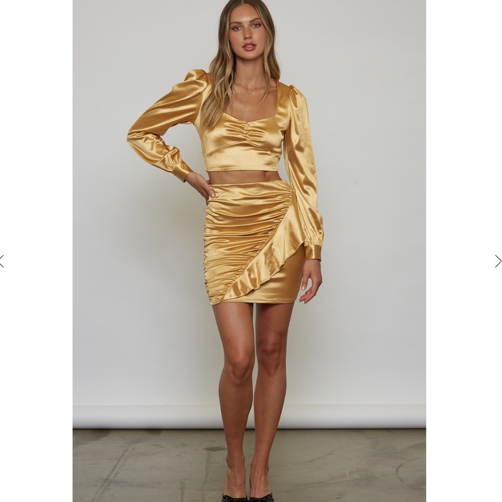 satin top and skirt set